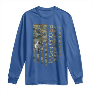 Personalized Proud Army Mom Long Sleeve Shirt Custom Name Dog Tag Camo American Flag Gift TS10 Royal Blue Print Your Wear