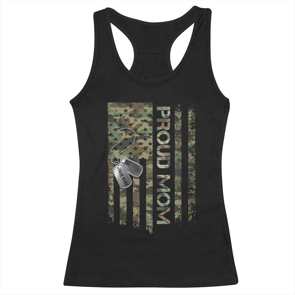 Personalized Proud Army Mom Racerback Tank Top Custom Name Dog Tag Camo American Flag Gift TS10 Black Print Your Wear