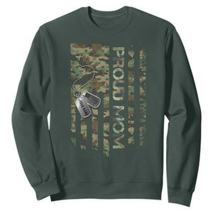 Personalized Proud Army Mom Sweatshirt Custom Name Dog Tag Camo American Flag Gift TS10 Dark Forest Green Print Your Wear