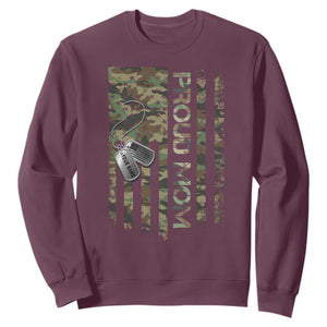 Personalized Proud Army Mom Sweatshirt Custom Name Dog Tag Camo American Flag Gift TS10 Maroon Print Your Wear