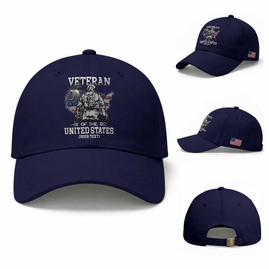 Personalized Veteran Flag Baseball Cap Custom Name U.S. Army TS10 Baseball Cap Universal Fit Dark Blue Print Your Wear