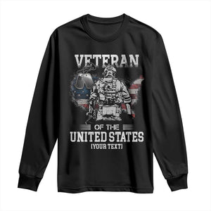 Personalized Veteran Flag Long Sleeve Shirt Custom Name U.S. Army TS10 Black Print Your Wear