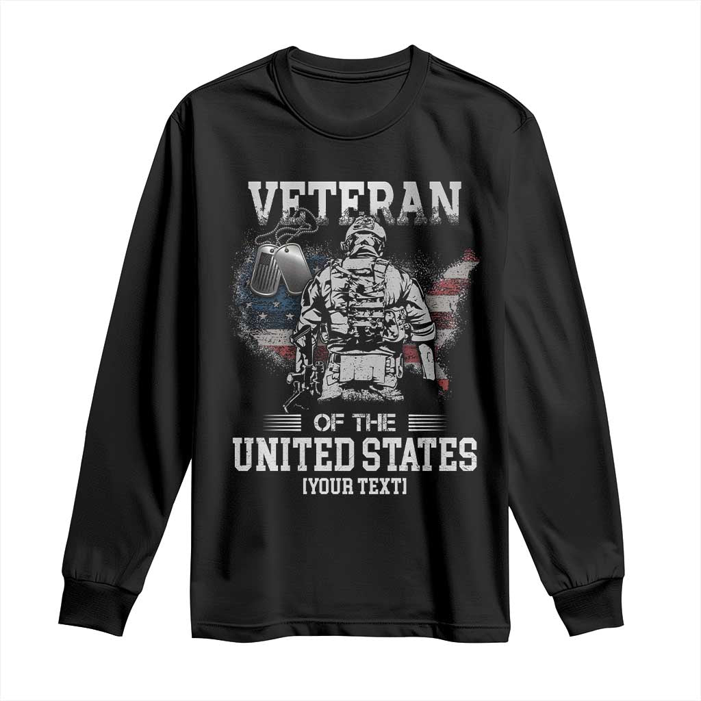 Personalized Veteran Flag Long Sleeve Shirt Custom Name U.S. Army TS10 Black Print Your Wear