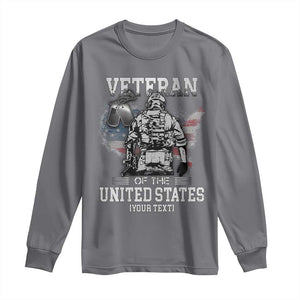 Personalized Veteran Flag Long Sleeve Shirt Custom Name U.S. Army TS10 Charcoal Print Your Wear