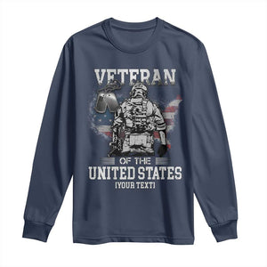 Personalized Veteran Flag Long Sleeve Shirt Custom Name U.S. Army TS10 Navy Print Your Wear