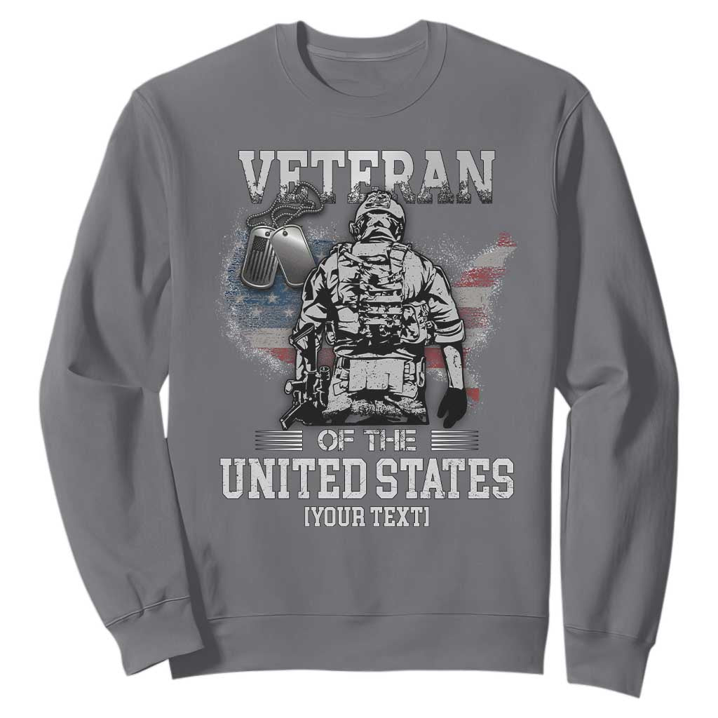 Personalized Veteran Flag Sweatshirt Custom Name U.S. Army TS10 Charcoal Print Your Wear