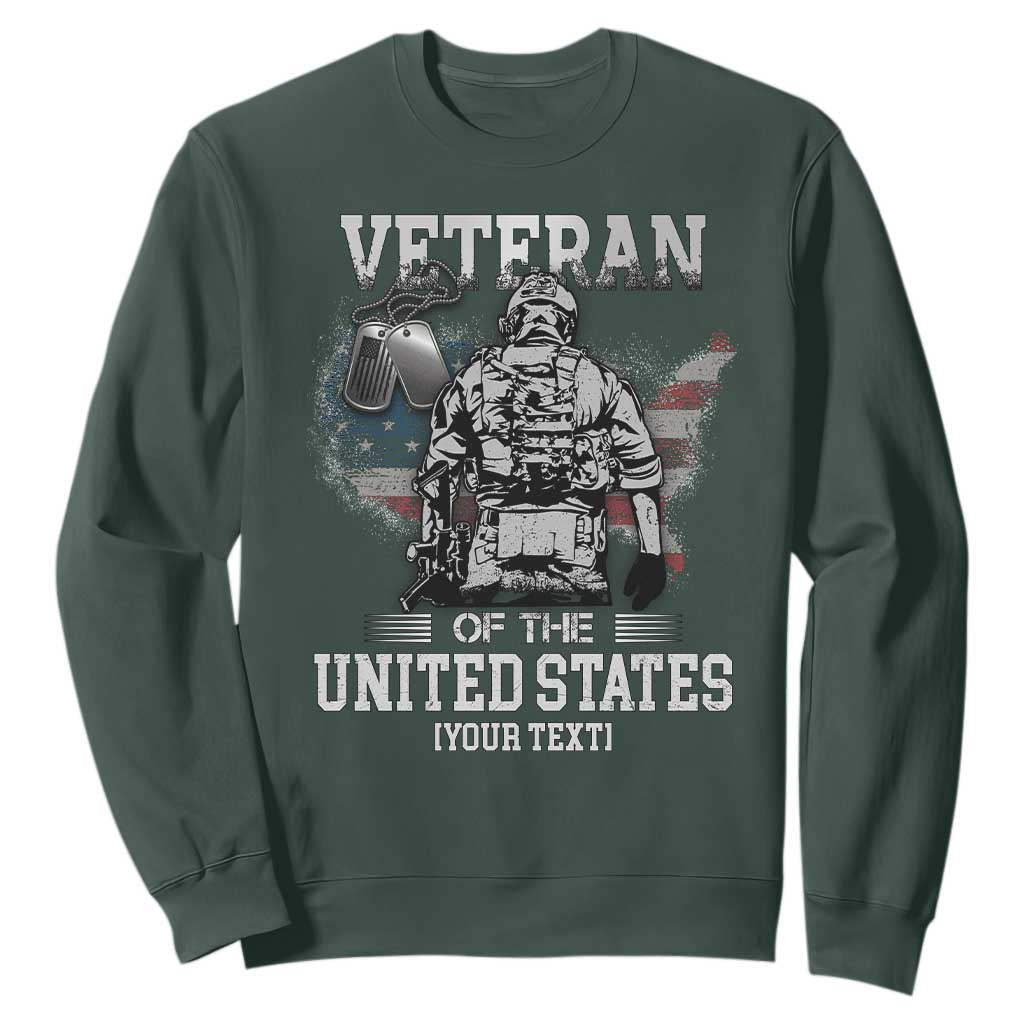 Personalized Veteran Flag Sweatshirt Custom Name U.S. Army TS10 Dark Forest Green Print Your Wear