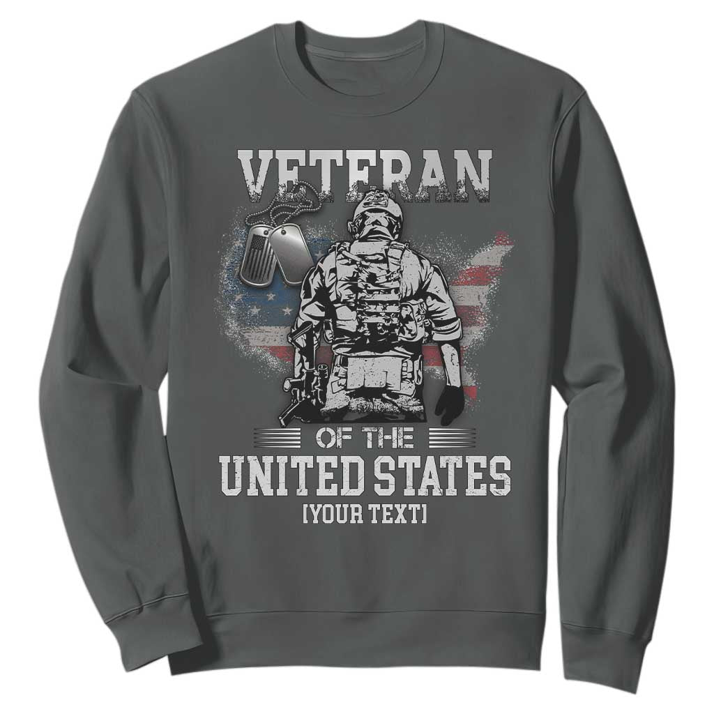 Personalized Veteran Flag Sweatshirt Custom Name U.S. Army TS10 Dark Heather Print Your Wear