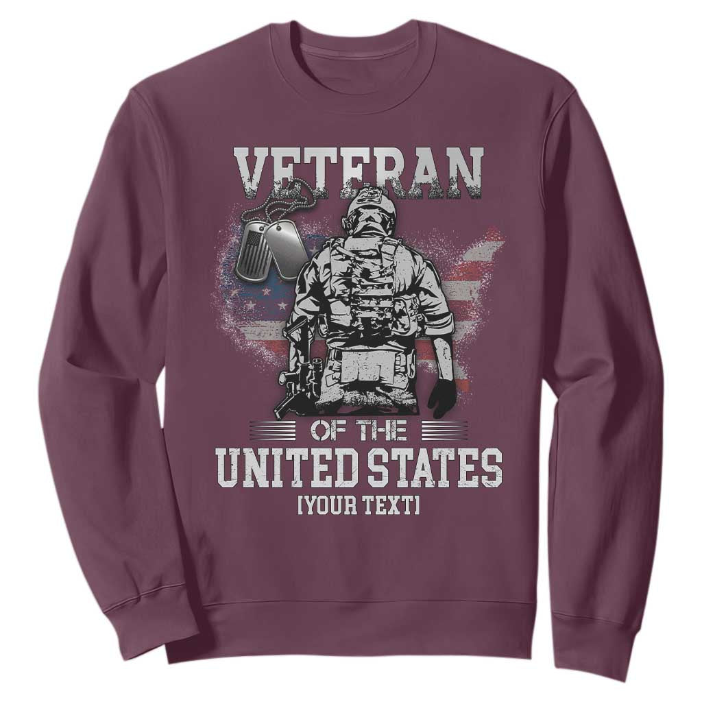 Personalized Veteran Flag Sweatshirt Custom Name U.S. Army TS10 Maroon Print Your Wear
