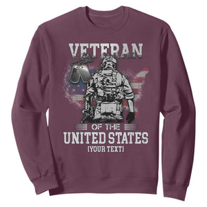 Personalized Veteran Flag Sweatshirt Custom Name U.S. Army TS10 Maroon Print Your Wear