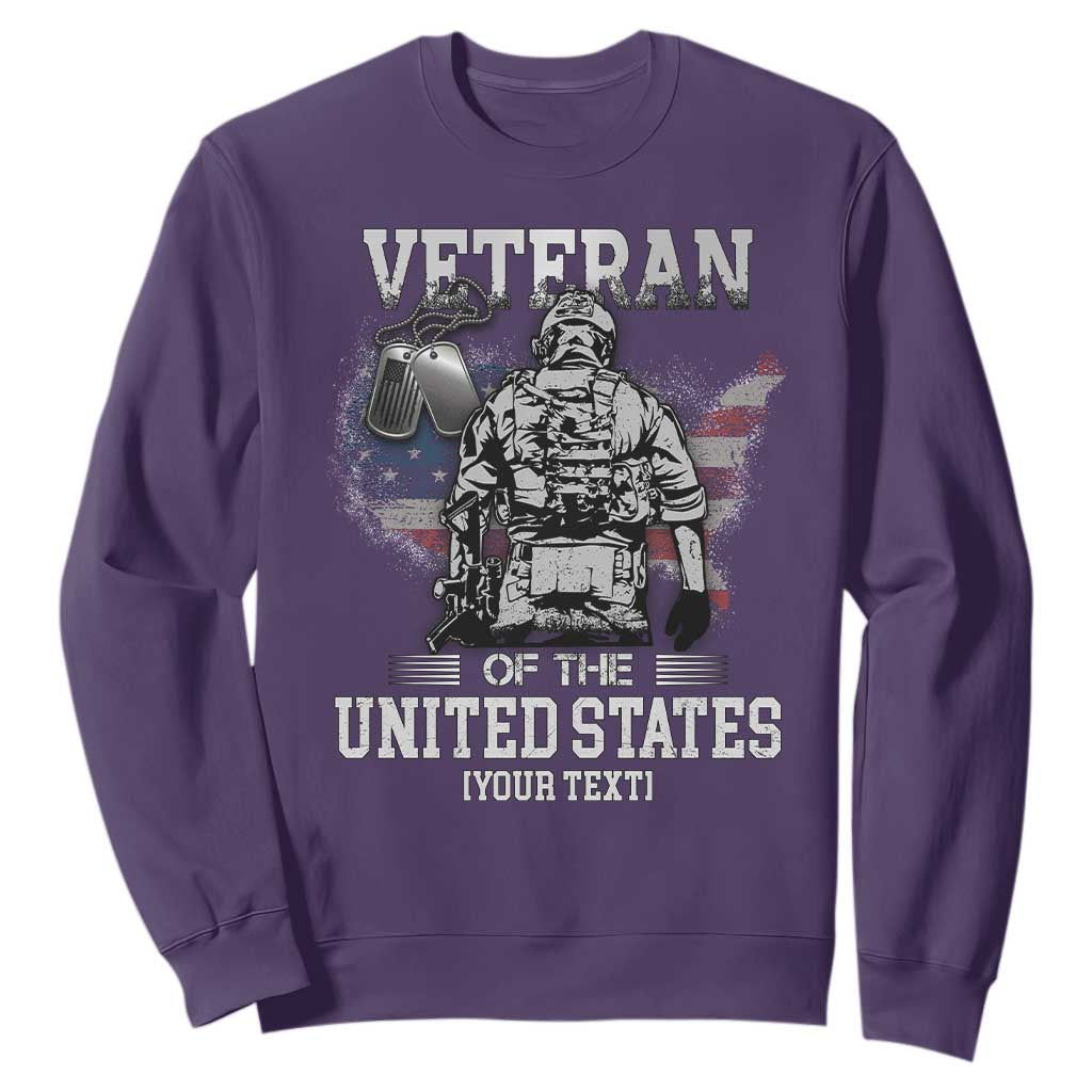 Personalized Veteran Flag Sweatshirt Custom Name U.S. Army TS10 Purple Print Your Wear