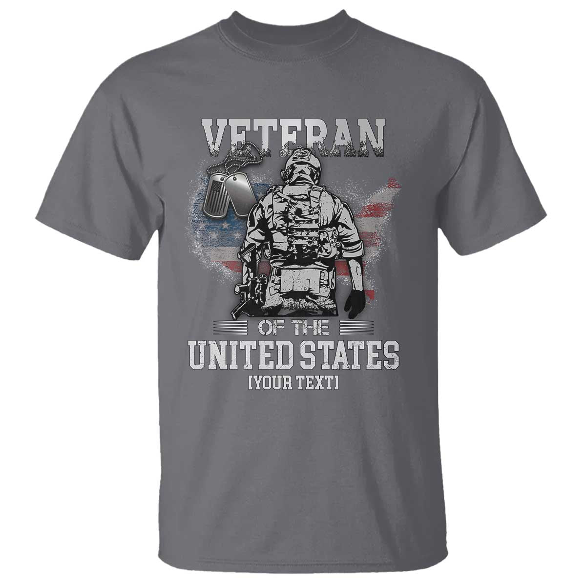 Personalized Veteran Flag T Shirt Custom Name U.S. Army TS10 Charcoal Print Your Wear
