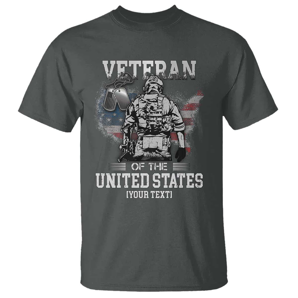 Personalized Veteran Flag T Shirt Custom Name U.S. Army TS10 Dark Heather Print Your Wear