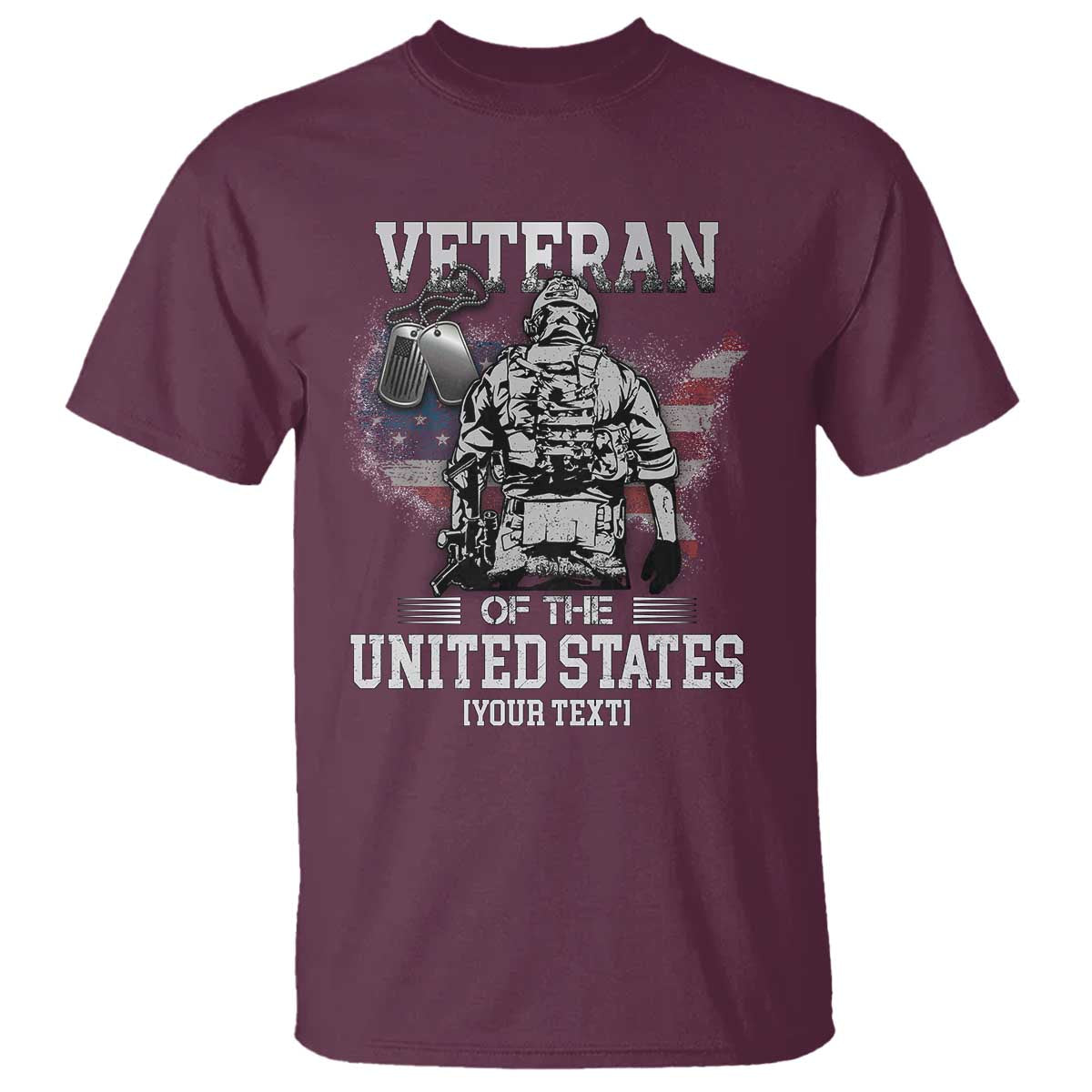 Personalized Veteran Flag T Shirt Custom Name U.S. Army TS10 Maroon Print Your Wear