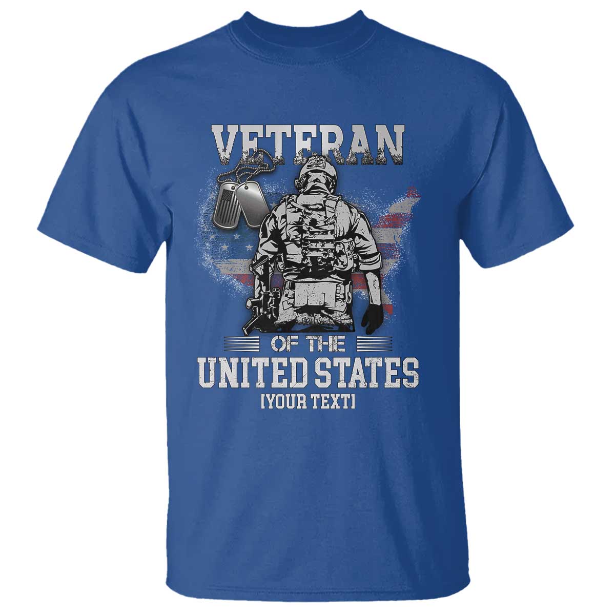 Personalized Veteran Flag T Shirt Custom Name U.S. Army TS10 Royal Blue Print Your Wear