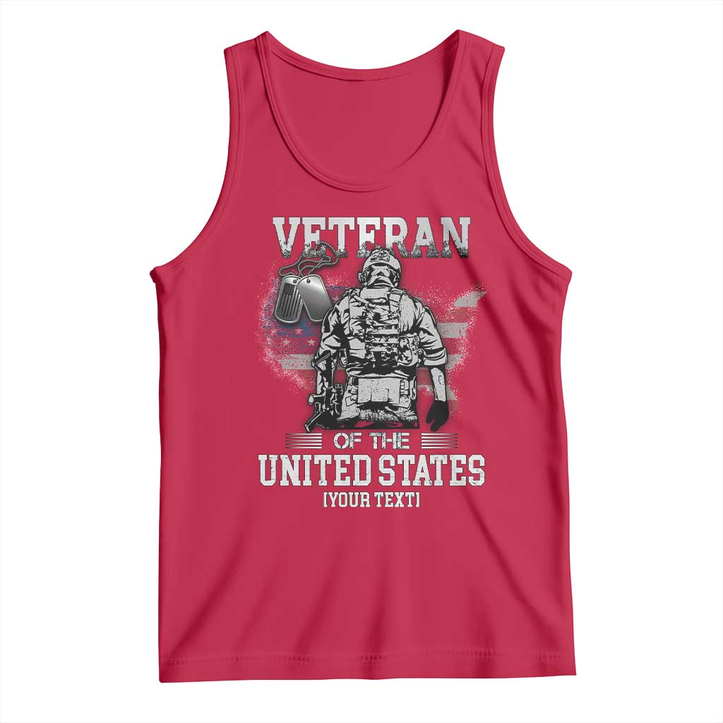 Personalized Veteran Flag Tank Top Custom Name U.S. Army TS10 Red Print Your Wear