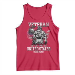 Personalized Veteran Flag Tank Top Custom Name U.S. Army TS10 Red Print Your Wear