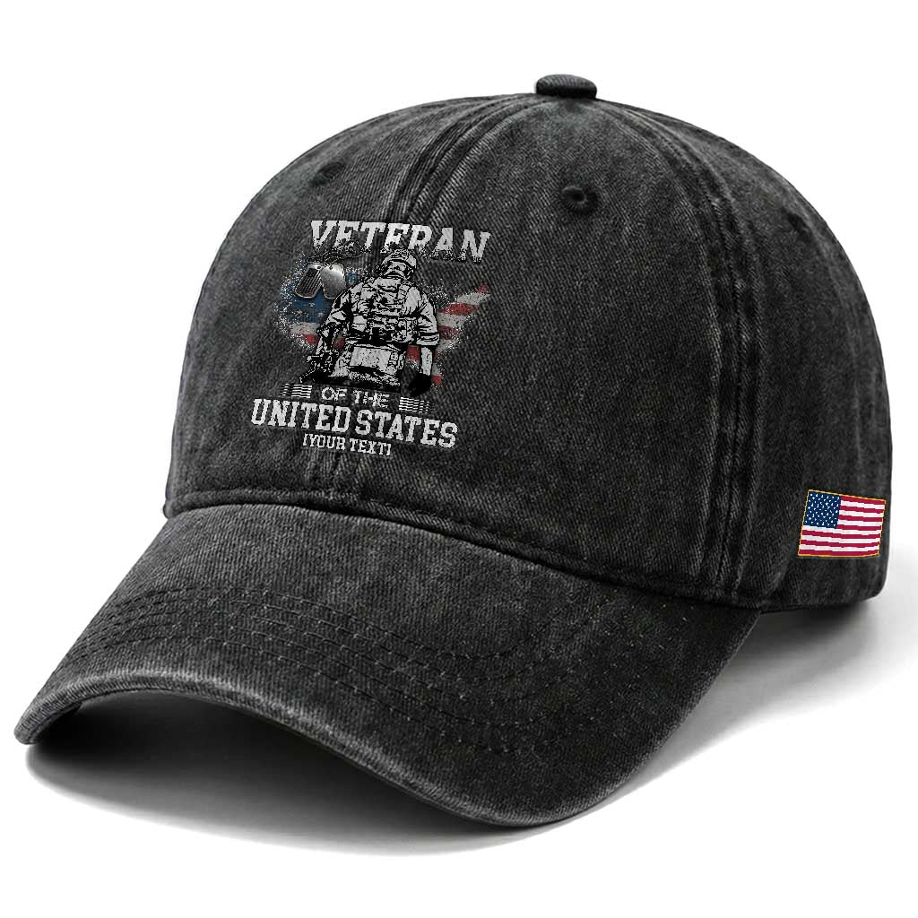 Personalized Veteran Flag Washed Cotton Baseball Cap Custom Name U.S. Army TS10 Print Your Wear