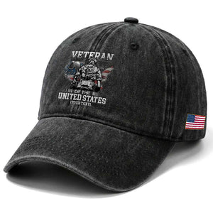 Personalized Veteran Flag Washed Cotton Baseball Cap Custom Name U.S. Army TS10 Print Your Wear