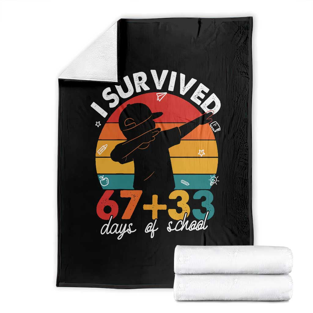 I Survived 67 33 Days Of School Throw Blanket Funny Six Seven Meme Math Teacher Kids 100th Day TS10 Black Print Your Wear
