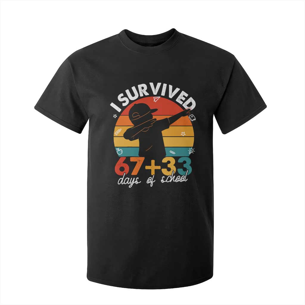 I Survived 67 33 Days Of School T Shirt For Kid Funny Six Seven Meme Math Teacher Kids 100th Day TS10 Black Print Your Wear