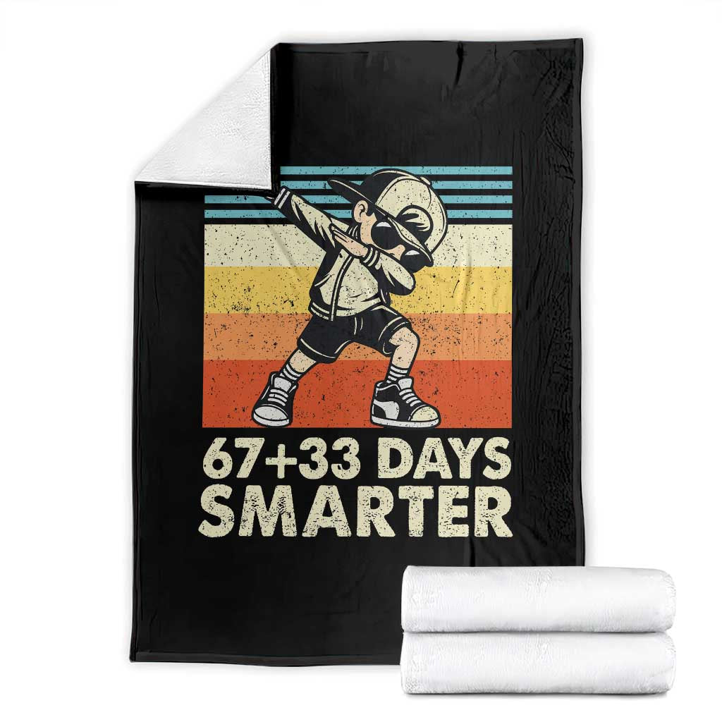 100 Days Smarter Throw Blanket Funny 67 33 Six Seven Math Teacher Kids 100th Day TS10 Black Print Your Wear
