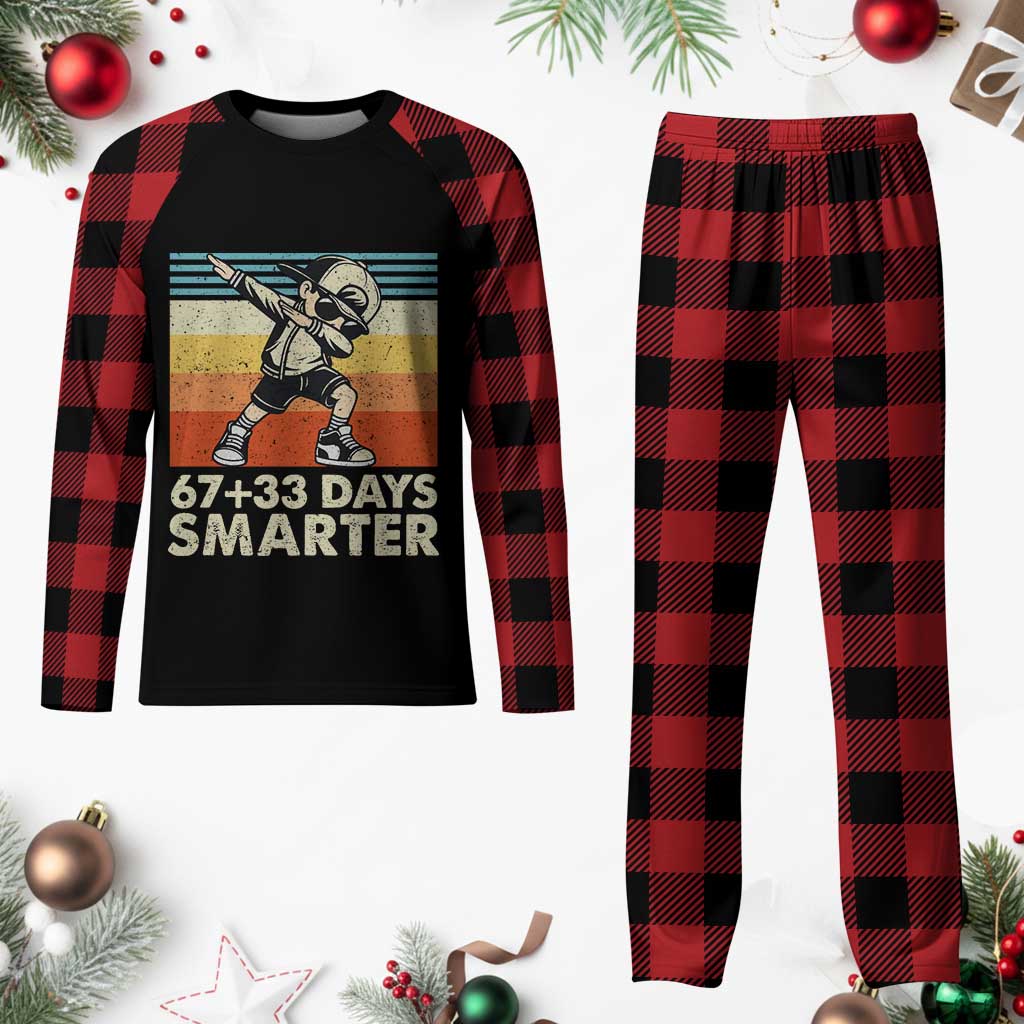 100 Days Smarter Plaid Pajama Set Funny 67 33 Six Seven Math Teacher Kids 100th Day TS10 Buffalo Plaid Print Your Wear