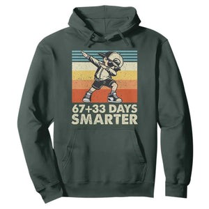 100 Days Smarter Hoodie Funny 67 33 Six Seven Math Teacher Kids 100th Day TS10 Dark Forest Green Print Your Wear