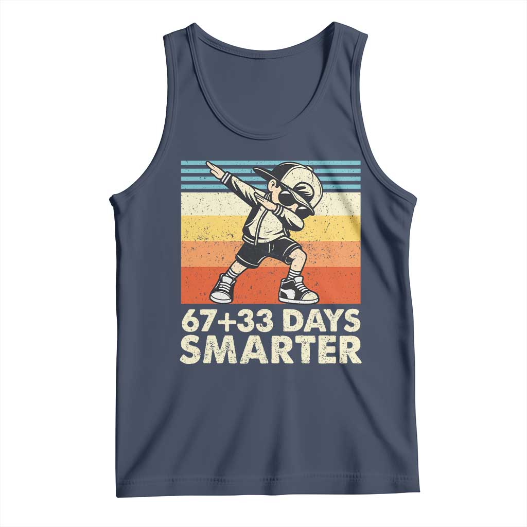 100 Days Smarter Tank Top Funny 67 33 Six Seven Math Teacher Kids 100th Day TS10 Navy Print Your Wear