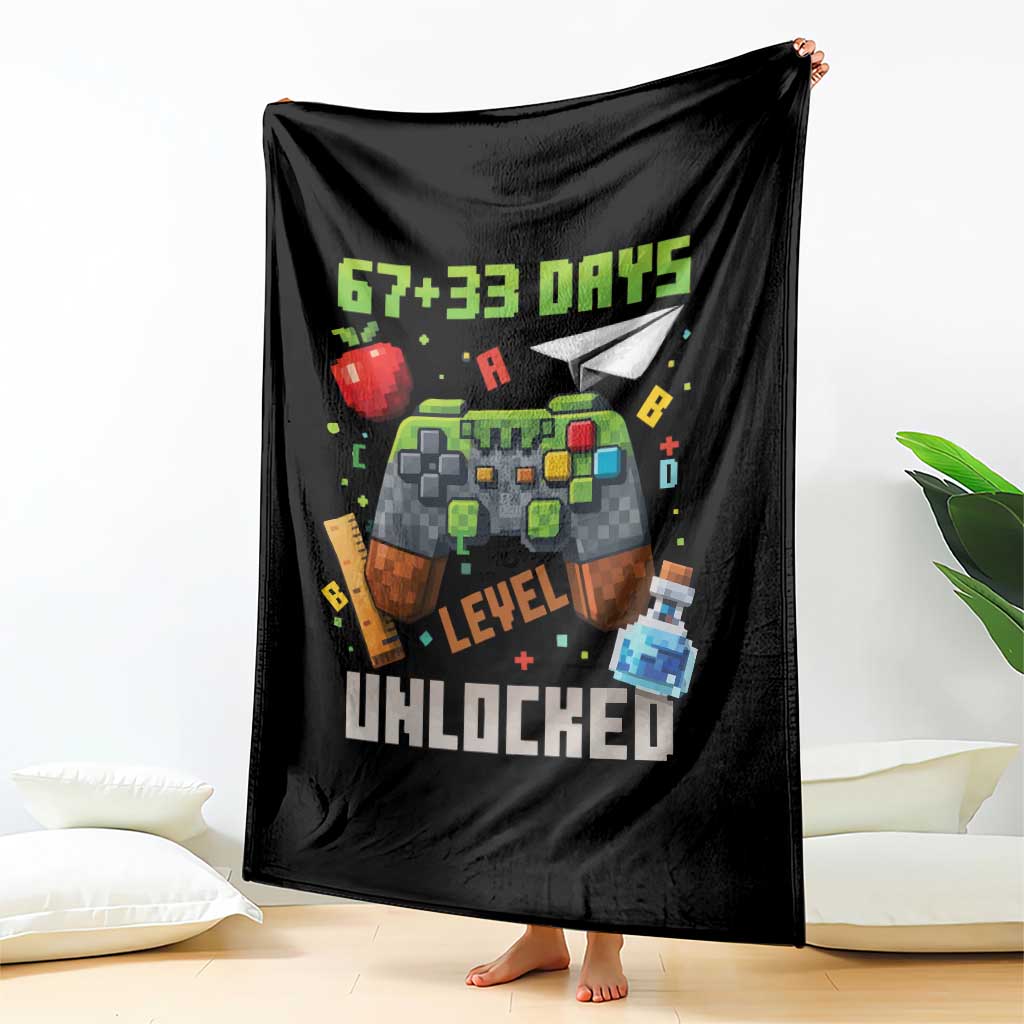 67 33 100 Days Level Unlocked Throw Blanket Gaming 100th Day of School Boys Kid TS10 Print Your Wear