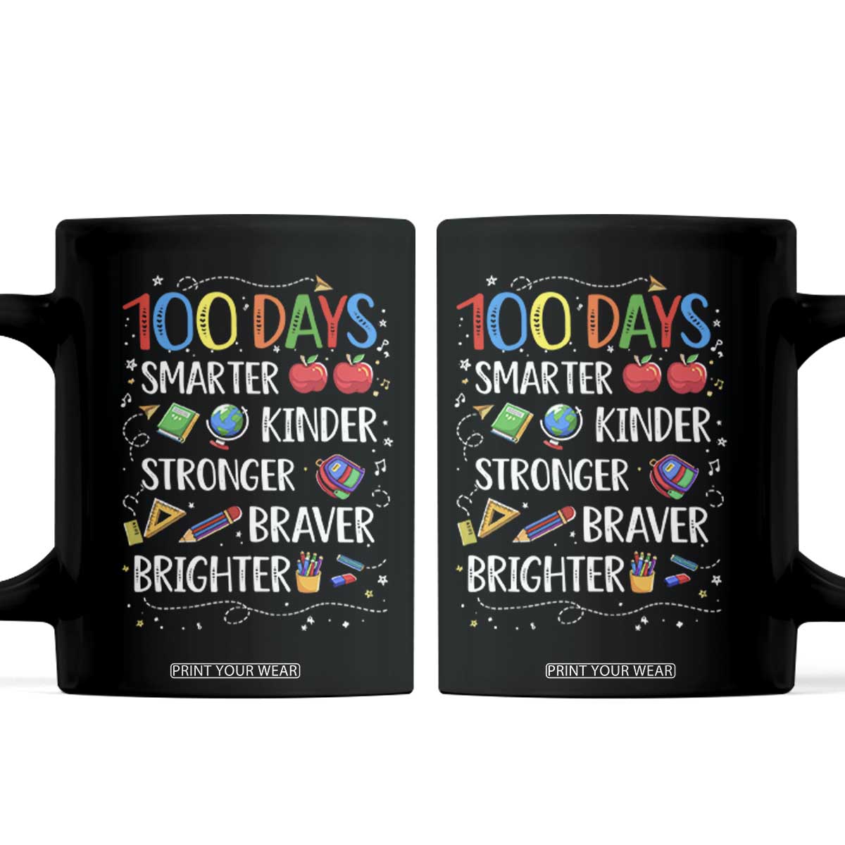 Happy 100 Days of School Coffee Mug 100th Day Kids Boys Girls Teachers Pupils TS10 Black Print Your Wear