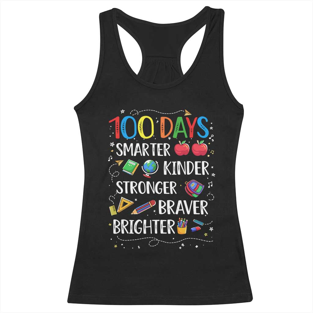 Happy 100 Days of School Racerback Tank Top 100th Day Kids Boys Girls Teachers Pupils TS10 Black Print Your Wear