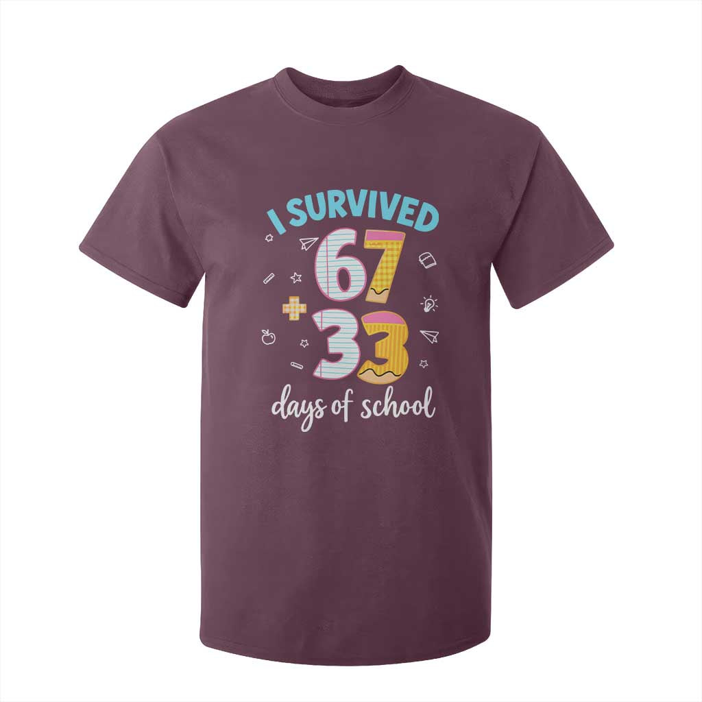 100 Days Of School 67 Funny Six Seven Meme T Shirt For Kid TS10 Maroon Print Your Wear