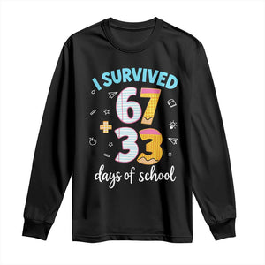 100 Days Of School 67 Funny Six Seven Meme Long Sleeve Shirt TS10 Black Print Your Wear