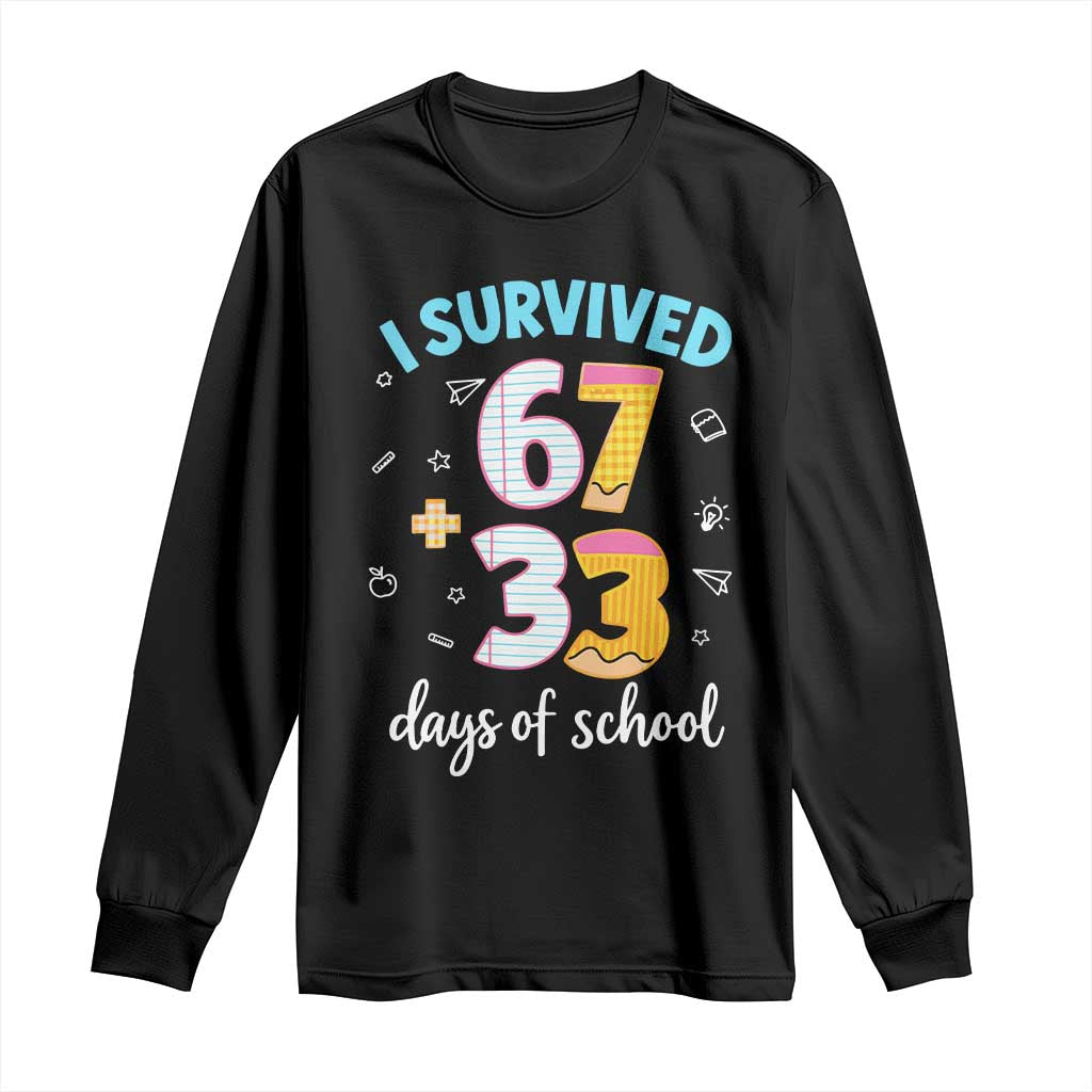 100 Days Of School 67 Funny Six Seven Meme Long Sleeve Shirt TS10 Black Print Your Wear