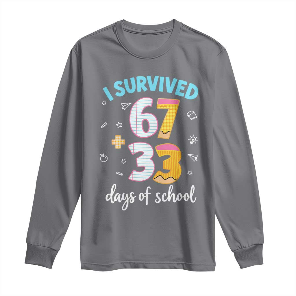 100 Days Of School 67 Funny Six Seven Meme Long Sleeve Shirt TS10 Charcoal Print Your Wear