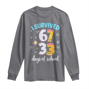 100 Days Of School 67 Funny Six Seven Meme Long Sleeve Shirt TS10 Charcoal Print Your Wear