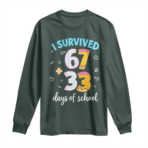100 Days Of School 67 Funny Six Seven Meme Long Sleeve Shirt TS10 Dark Forest Green Print Your Wear