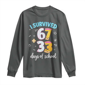 100 Days Of School 67 Funny Six Seven Meme Long Sleeve Shirt TS10 Dark Heather Print Your Wear