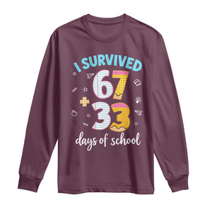 100 Days Of School 67 Funny Six Seven Meme Long Sleeve Shirt TS10 Maroon Print Your Wear