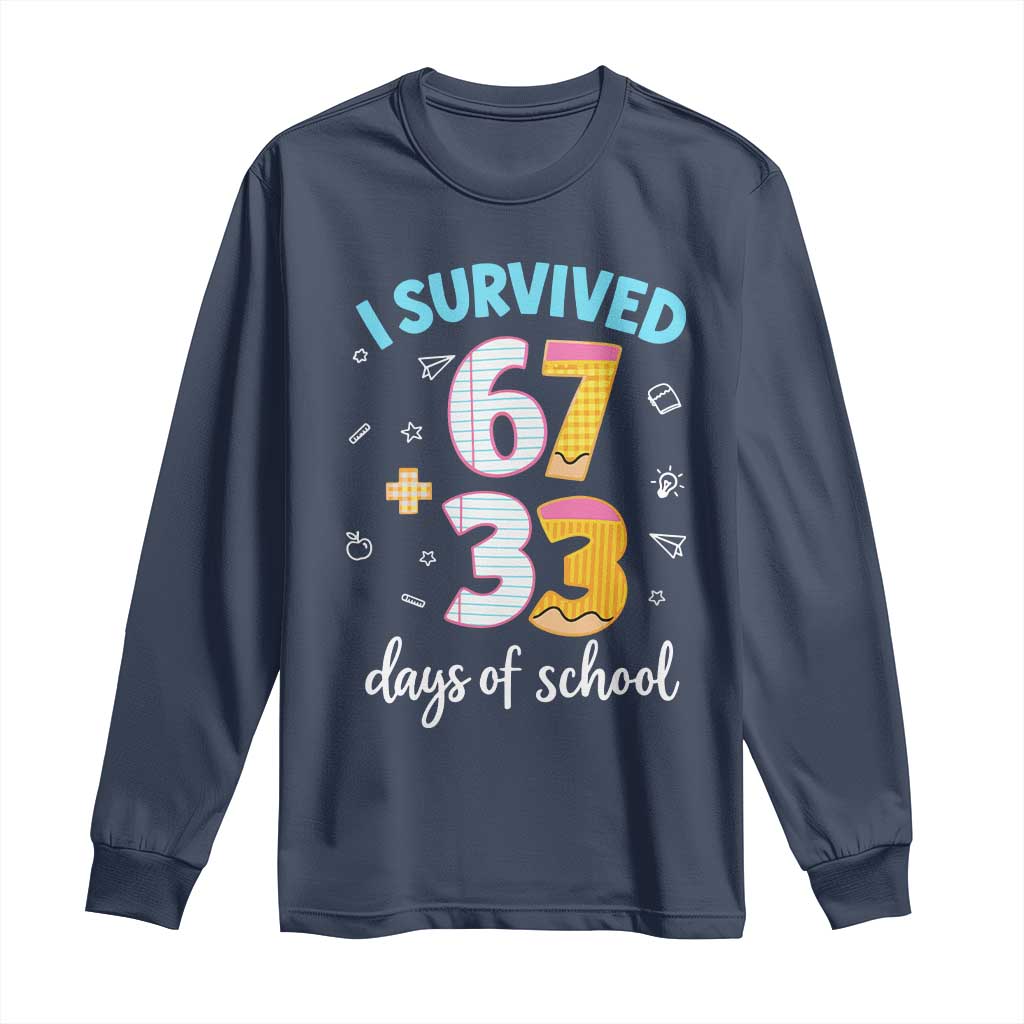 100 Days Of School 67 Funny Six Seven Meme Long Sleeve Shirt TS10 Navy Print Your Wear