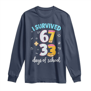 100 Days Of School 67 Funny Six Seven Meme Long Sleeve Shirt TS10 Navy Print Your Wear