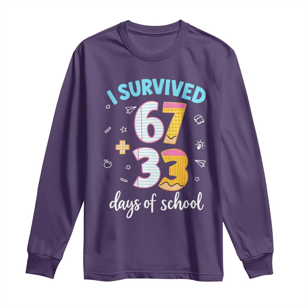 100 Days Of School 67 Funny Six Seven Meme Long Sleeve Shirt TS10 Purple Print Your Wear