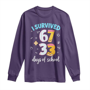 100 Days Of School 67 Funny Six Seven Meme Long Sleeve Shirt TS10 Purple Print Your Wear