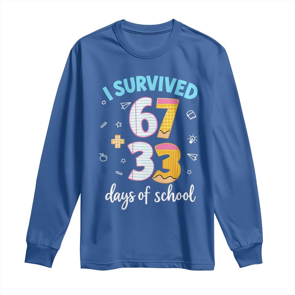 100 Days Of School 67 Funny Six Seven Meme Long Sleeve Shirt TS10 Royal Blue Print Your Wear