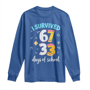 100 Days Of School 67 Funny Six Seven Meme Long Sleeve Shirt TS10 Royal Blue Print Your Wear