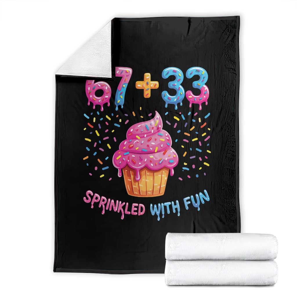 100th Day of School Girl Throw Blanket 67 33 100 Days Sprinkled With Fun Cupcake Six Seven Meme TS10 Black Print Your Wear