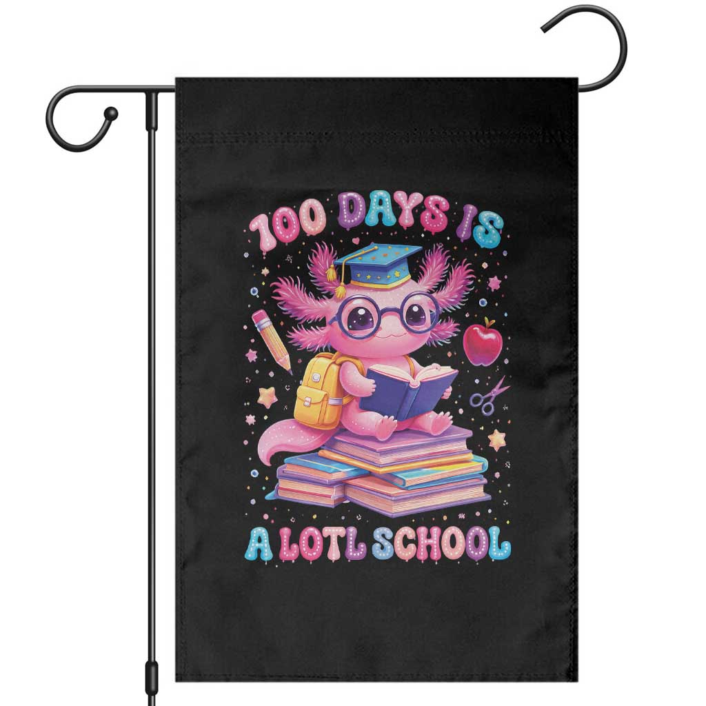Axolotl 100 Days Of School Garden Flag 100 Days Is Alotl School TS10 Black Print Your Wear