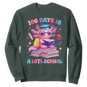 Axolotl 100 Days Of School Sweatshirt 100 Days Is Alotl School TS10 Dark Forest Green Print Your Wear