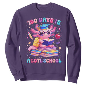 Axolotl 100 Days Of School Sweatshirt 100 Days Is Alotl School TS10 Purple Print Your Wear
